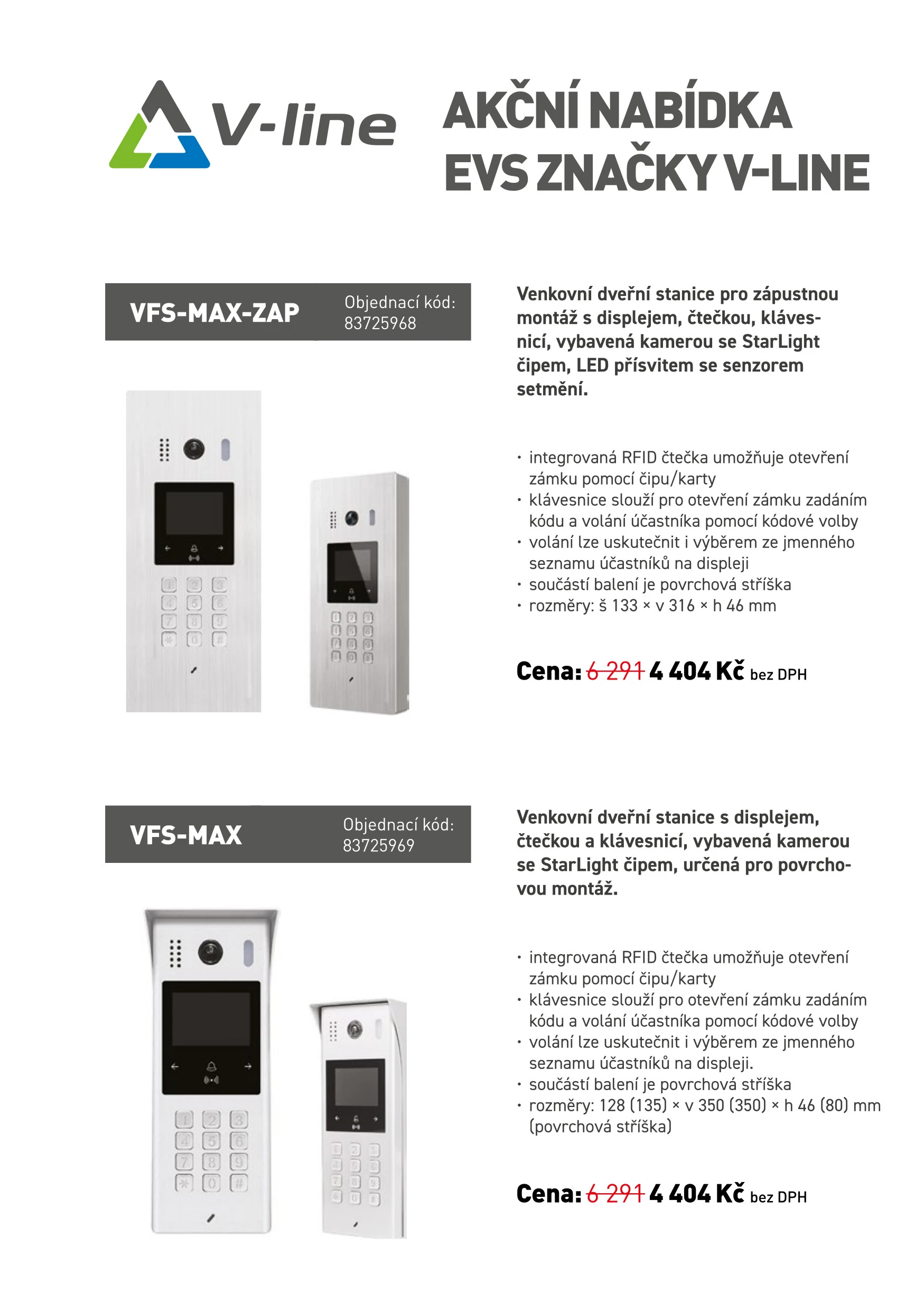 Akční nabídka V-LINE – videotelefony a vstupní systémy - leták