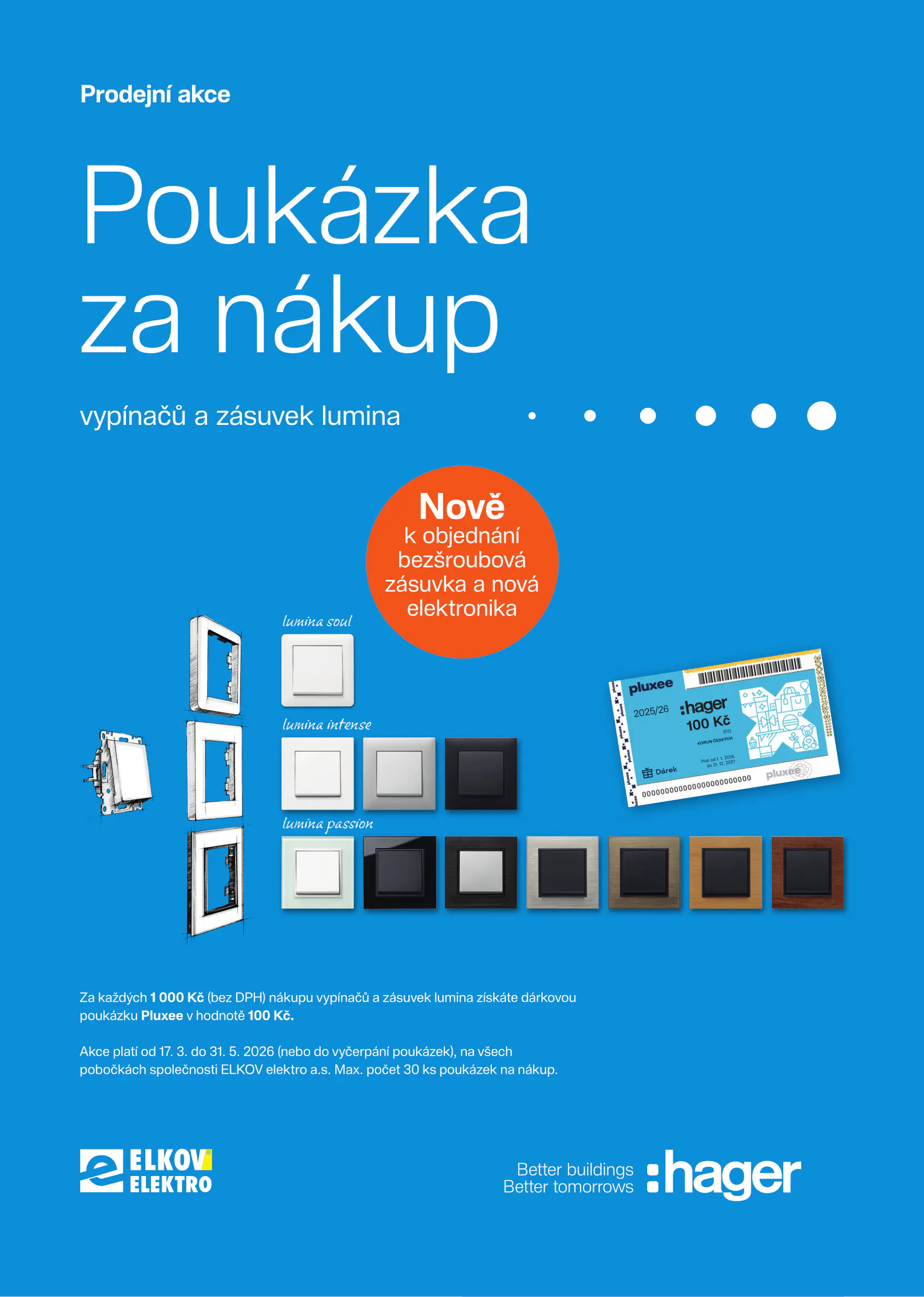 Poukázka za nákup vypínačů a zásuvek lumina