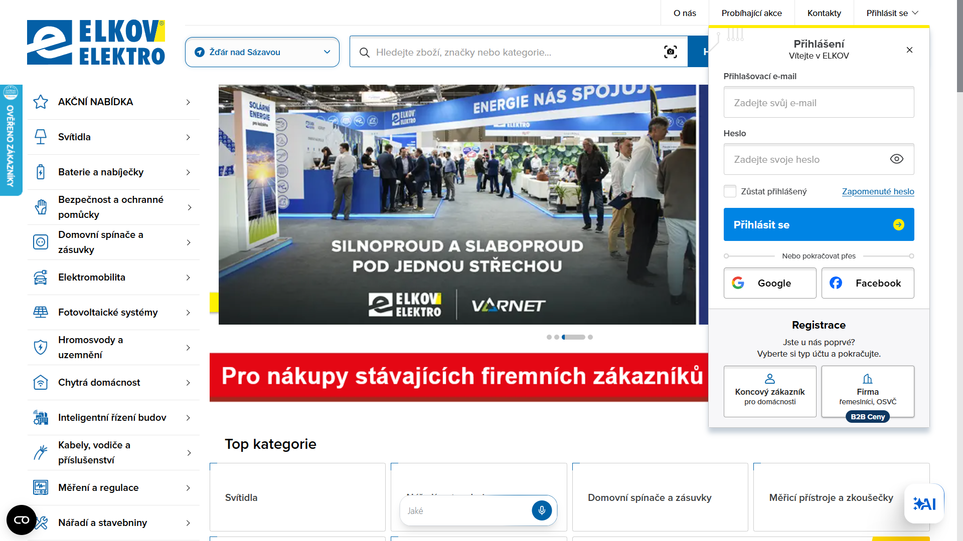 Krok 2: Výběr typu registrace